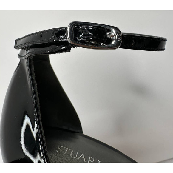 Stuart Weitzman $475 Nudistsong Strap Sandal 100mm Black Patent Leather Size 6 - Picture 14 of 14
